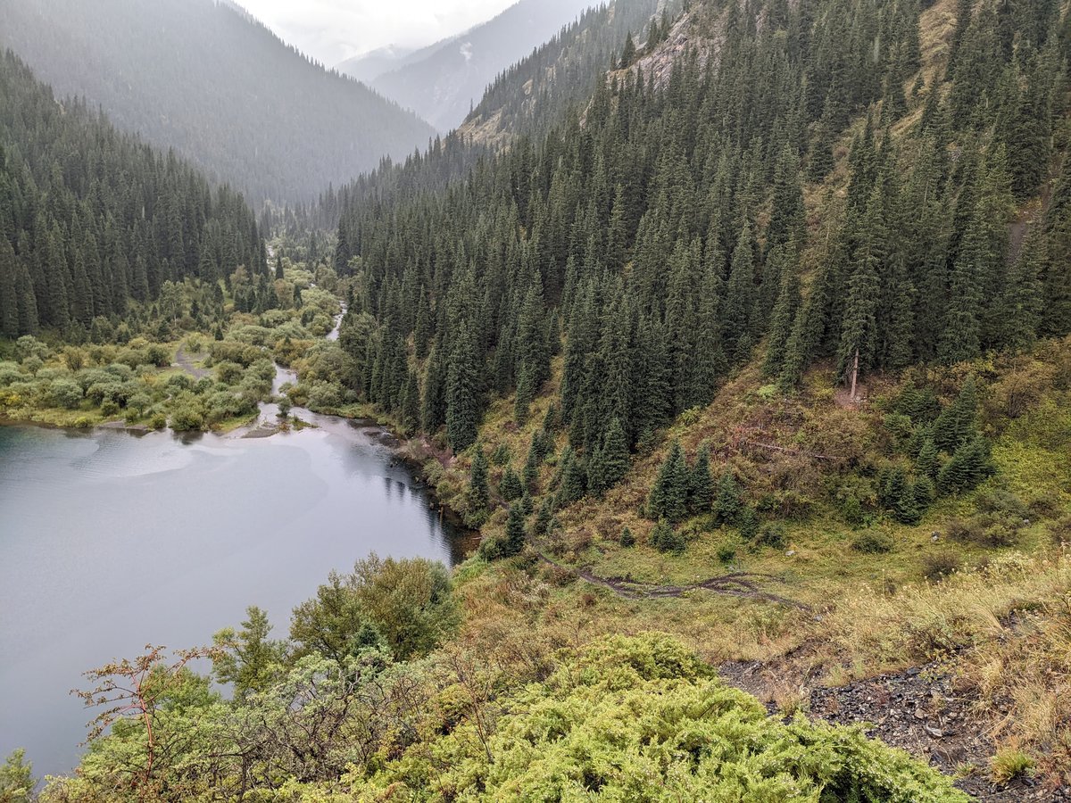 Kolsai 2 valley with river and forest — upper lake views in the Tian Shan, Kazakhstan