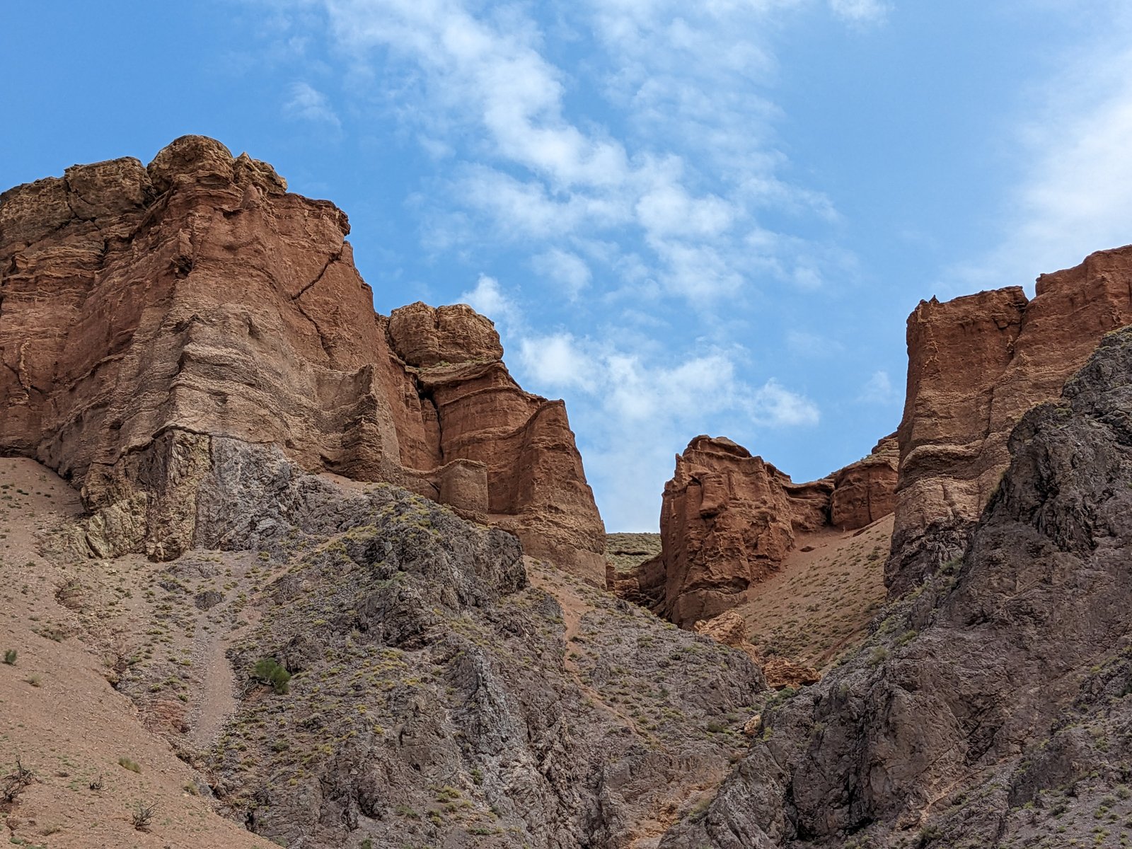 Temirlik Canyon dramatic rock walls against blue sky — geology of the gorge