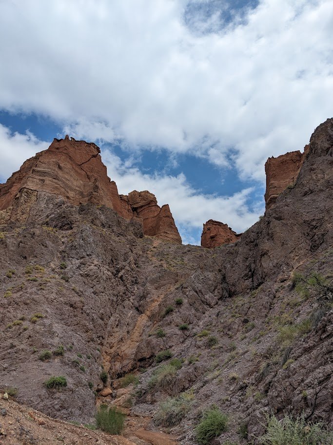 Temirlik Canyon vertical rock walls — narrow gorge geology, Kazakhstan
